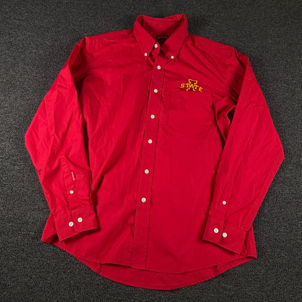 Iowa State Button Down Mens L 101065 Red NCAA Football Antigua EUC